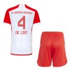 Original Trikotsatz FC Bayern München De Ligt 4 Heimtrikot 2023-24 Für Kinder